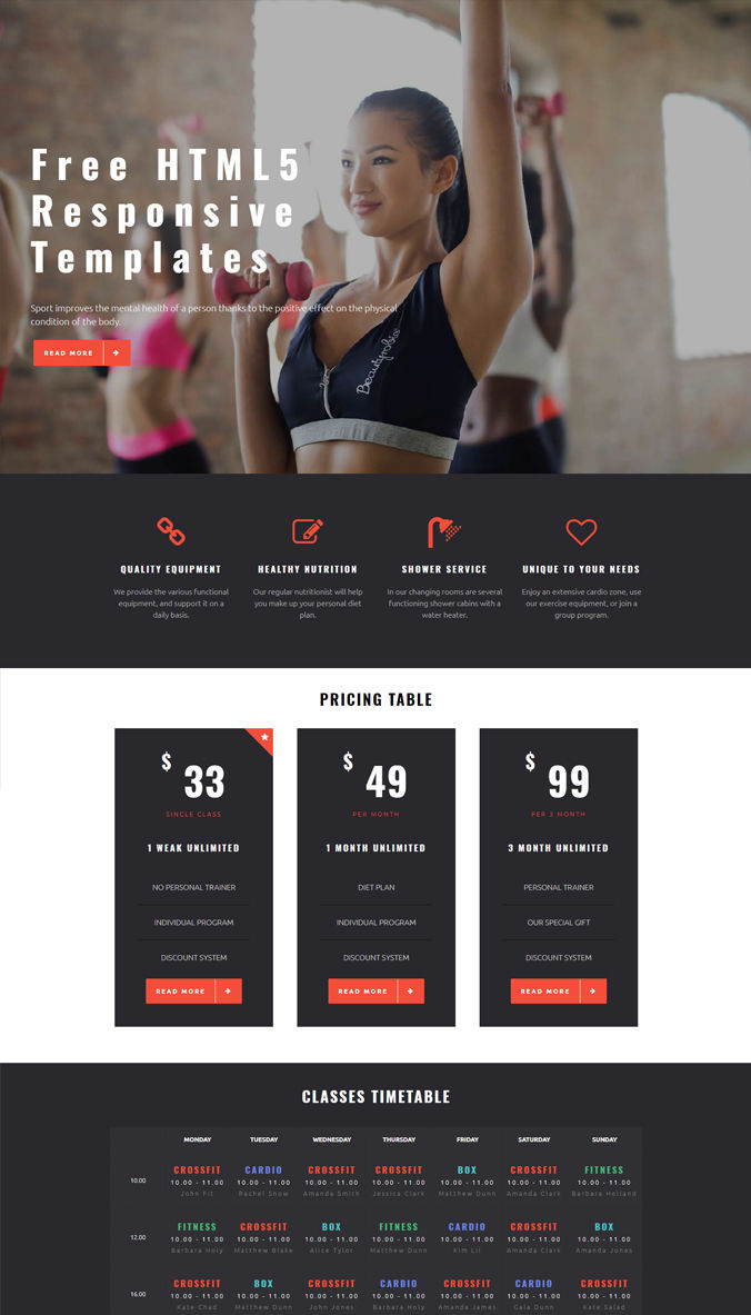 Gym Website Templates